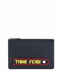 Fendi Think Vocabulary Leather Pouch With Handle