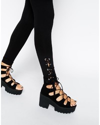 Asos Collection Leggings With Lace Up Hem