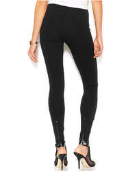 GUESS Faux Leather Paneled Ankle Zipper Leggings