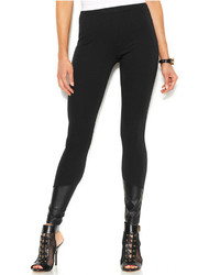 GUESS Faux Leather Paneled Ankle Zipper Leggings