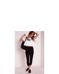Missguided Heavy Jersey Cropped Leggings Black