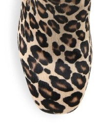 Tod's Leopard Print Calf Hair Block Heel Booties