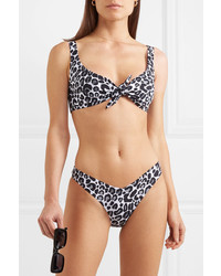 Fisch Lurin Tie Front Leopard Print Bikini Top