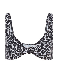 Fisch Lurin Tie Front Leopard Print Bikini Top