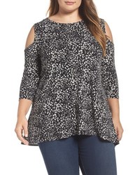 Vince Camuto Plus Size Animal Whispers Cold Shoulder Top