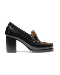 RE/DONE Weejuns The Winsome Glossed Leather And Leopard Print Calf Hair Pumps