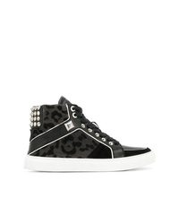 Black Leopard Canvas High Top Sneakers