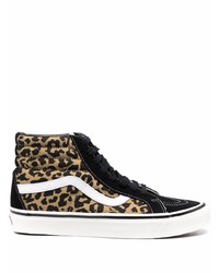 Black Leopard Canvas High Top Sneakers