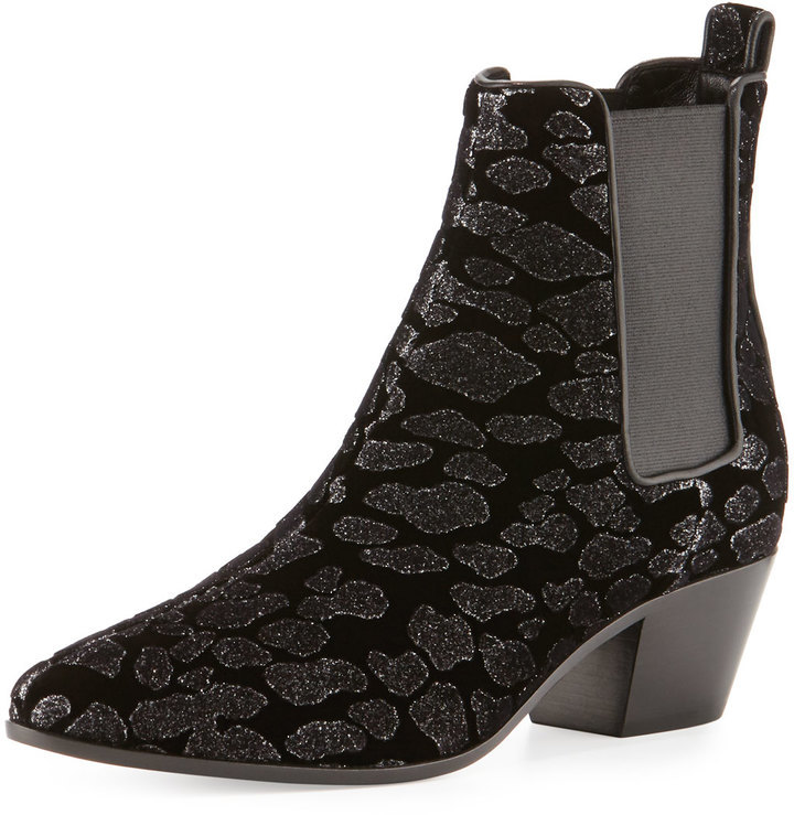 black and leopard print chelsea boots