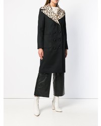 Blumarine Leopard Print Collar Double Breasted Coat