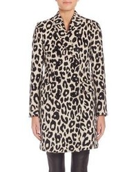 Burberry Plaistow Wool Leopard Print Coat