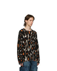 R13 Black And Brown Leopard Oversized Crewneck Sweater