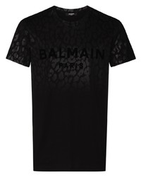 Balmain Leopard Print Logo T Shirt