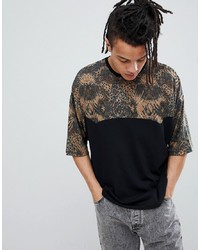 ASOS DESIGN Oversized T Shirt With Leopard Print Panels