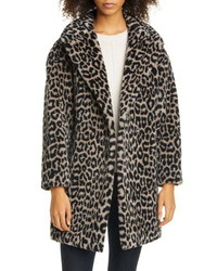 Harris Wharf London Double Breasted Leopard Teddy Faux Fur Coat