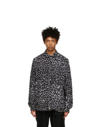 Sacai Black And Grey Wool Leopard Shirt