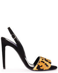 Black Leopard Heeled Sandals