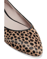 AERIN Rin Leather Trimmed Leopard Print Calf Hair Ballet Flats Leopard Print