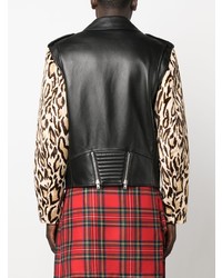 Moschino Leopard Print Leather Biker Jacket