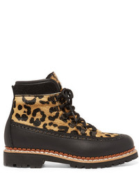 Black Leopard Leather Boots