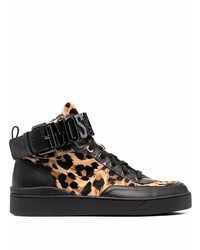 Moschino Leopard Print Logo High Top Sneakers
