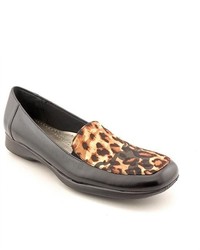 Trotters Jenn Leopard Black Narrow Loafers Shoes