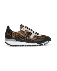 Golden Goose Deluxe Brand Starland Glittered Leather And Ed Leopard Print Calf Hair Sneakers
