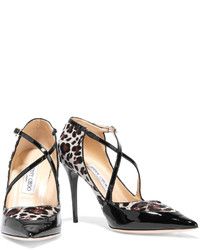 Jimmy Choo Leopard Print Pony Hair And Patent Leather Pumps