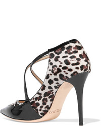 Jimmy Choo Leopard Print Pony Hair And Patent Leather Pumps
