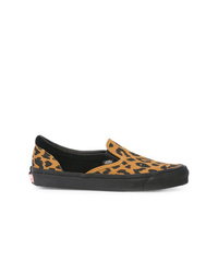 Black Leopard Leather Slip-on Sneakers