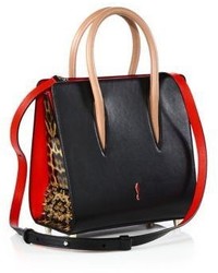 Christian Louboutin Paloma Spiked Leopard Print Leather Tote