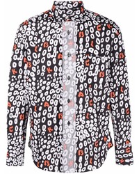 Black Comme Des Garçons Leopard Print Cotton Shirt