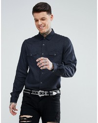 ASOS DESIGN Party Regular Fit Leopard Print Studded Shirt With Revere Collar