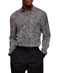 Topman Slim Fit Leopard Button Up Shirt