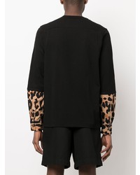 Sacai Leopard Print Panelled Long Sleeve Top