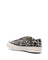 VISVIM Leopard Print Low Top Calf Leather Sneakers