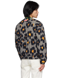 Kenzo Black Paris Hana Leopard Bomber Jacket