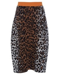 Stella McCartney Leopard Jacquard Knitted Pencil Skirt