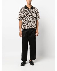 Wacko Maria Intarsia Knit Leopard Polo Shirt