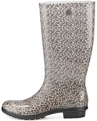 UGG Shaye Leopard Print Rain Boot Black