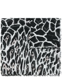 Roberto Cavalli Leopard Print Frayed Edge Scarf