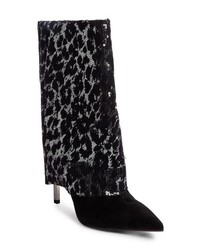 Black Leopard Sequin Ankle Boots
