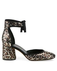 Marc Jacobs Elle Leopard Print Sequin Ankle Strap Pumps