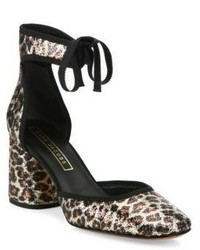 Marc Jacobs Elle Leopard Print Sequin Ankle Strap Pumps