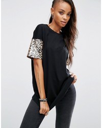 Black Leopard Sequin T-shirt