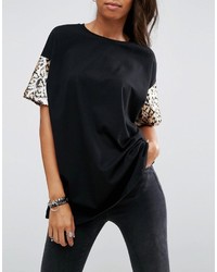 Asos T Shirt With Animal Sequin Sleeve