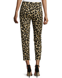 Edun Leopard Print Skinny Ankle Jeans Leopard Splatter