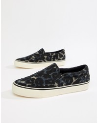 Black Leopard Slip-on Sneakers
