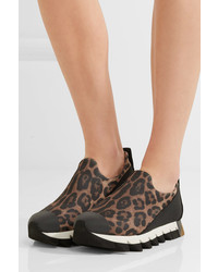 Dolce & Gabbana Ibiza Leopard Print Neoprene Slip On Sneakers Leopard Print