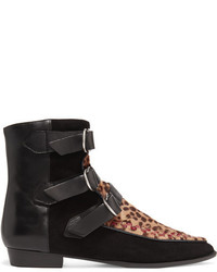 Isabel Marant Rowi Leather Suede And Leopard Print Calf Hair Boots Leopard Print